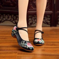 Women's Ethnic Style Beef Tendon Bottom Height Canvas Shoes Newgew