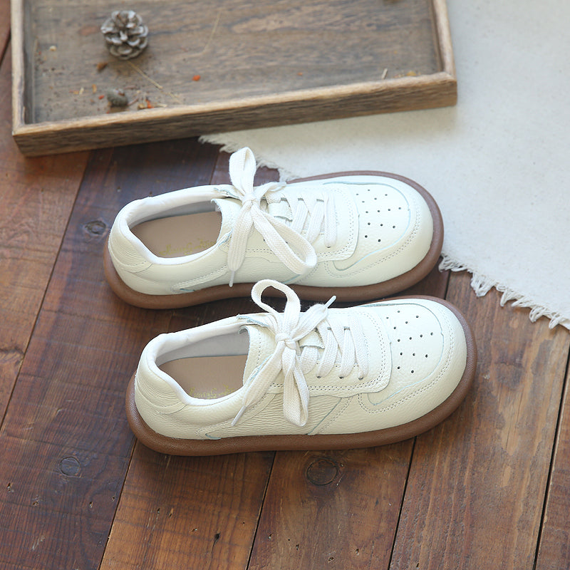 Women Casual Breather Leather Flat Shoes Newgew Shoes