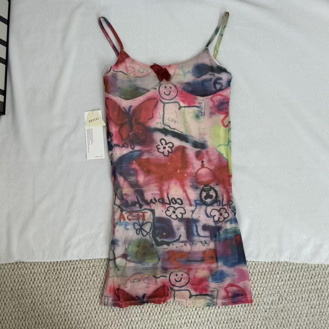 Butterfly Graffiti Print Cami Dress PinTow