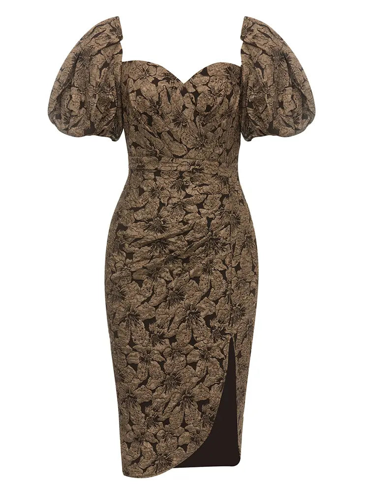Vintage Square Neck Puff Sleeve Dress Newgew Dresses