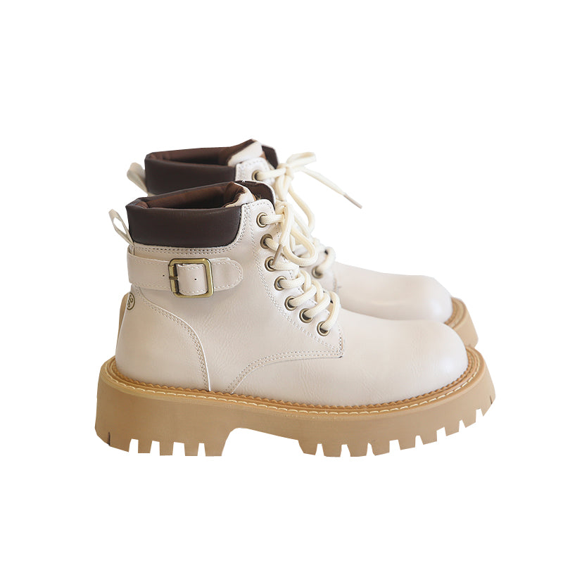 Women Retro Autumn Casual Buckle Thick Sole Boots Newgew Shoes