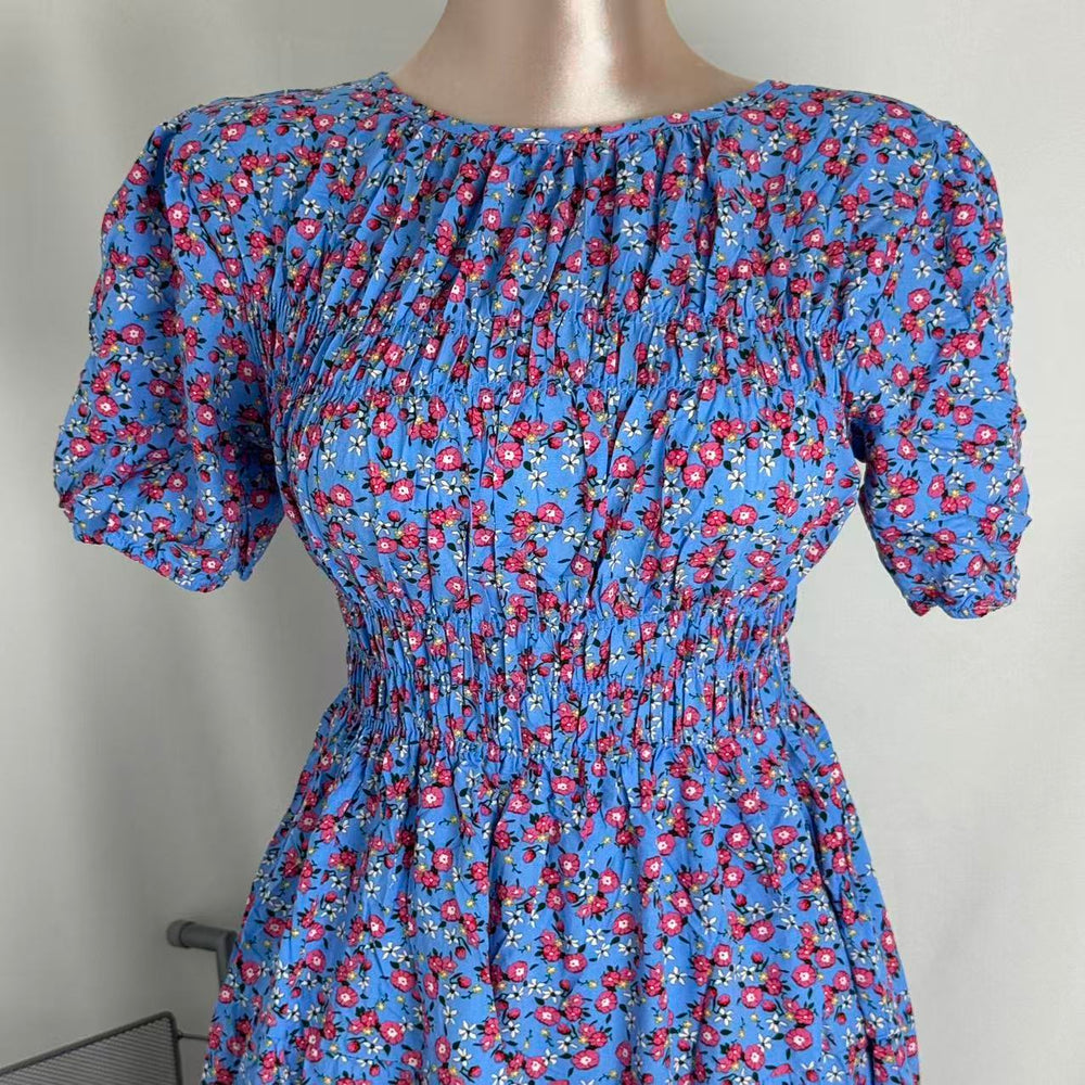 Floral Print Fitted Waist Long Dress PinTow