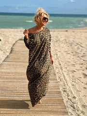 Camel Leopard Oversize Long Sleeve Dress Newgew Dresses