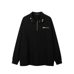 AW SPIKEY HEAD Pierced Collar Long Sleeve Zip Polo Newgew