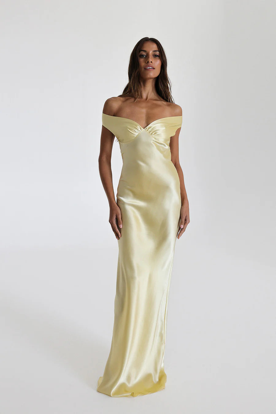 Off Shoulder Satin Maxi Dress Newgew Dresses