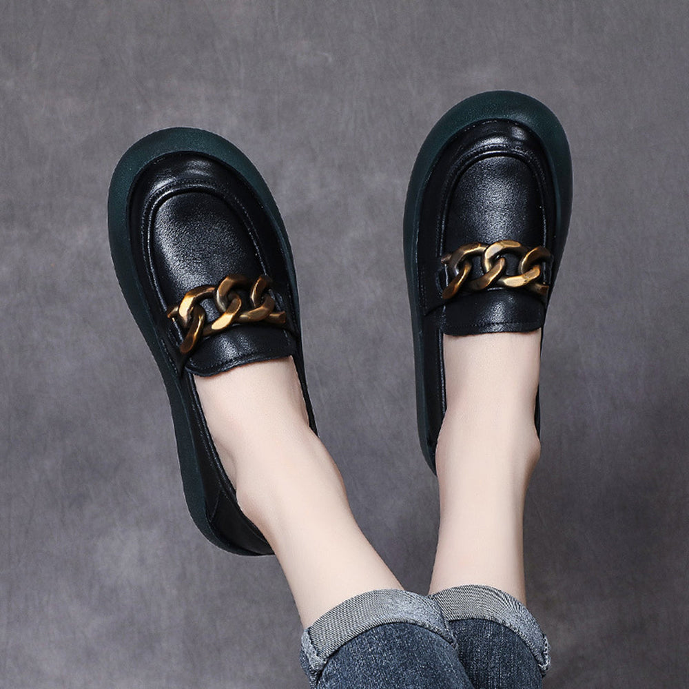 British Style Flatform Leather Shoes Newgew Shoes