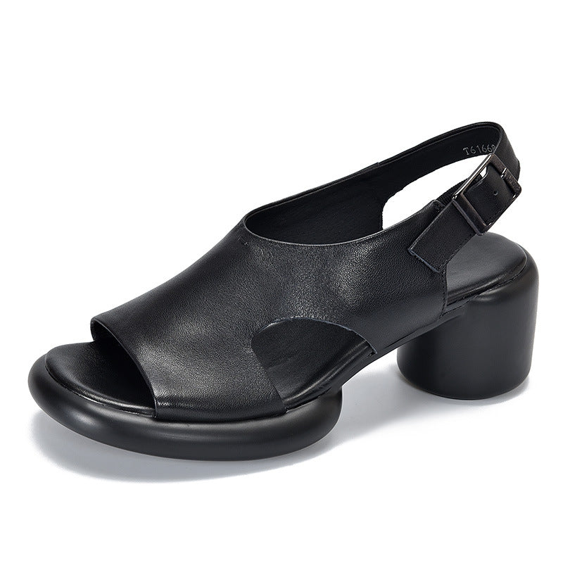 Classic Peep Toe Mid-heel Chunky Sandals Newgew Shoes