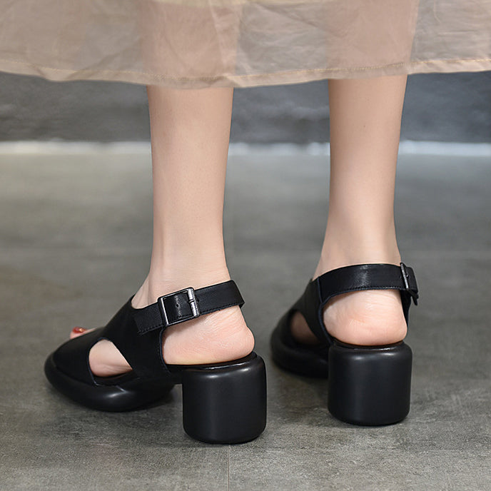 Classic Peep Toe Mid-heel Chunky Sandals Newgew Shoes