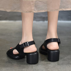 Classic Peep Toe Mid-heel Chunky Sandals Newgew Shoes