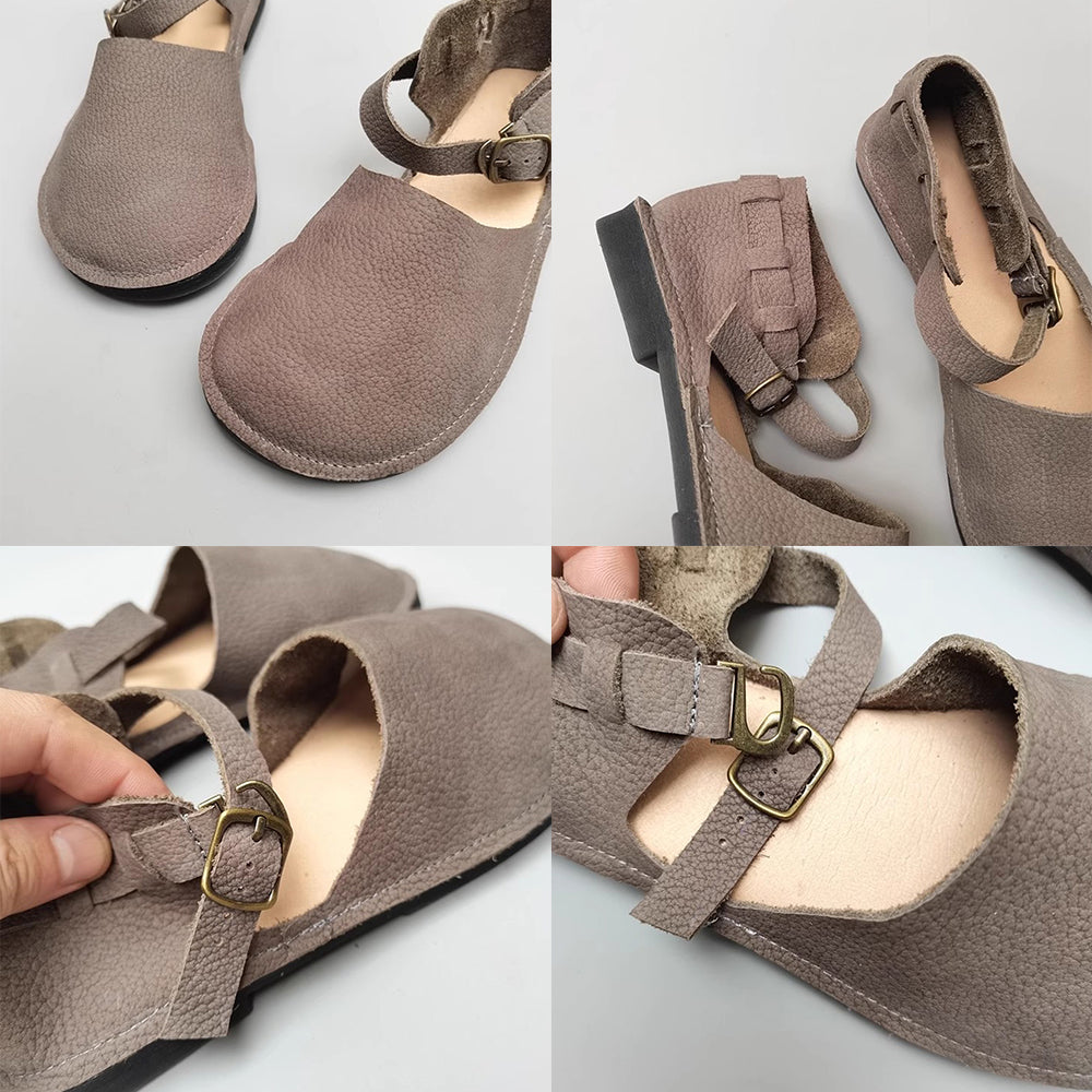 Closed Toe Buckled Soft Leather Sandals Newgew Shoes