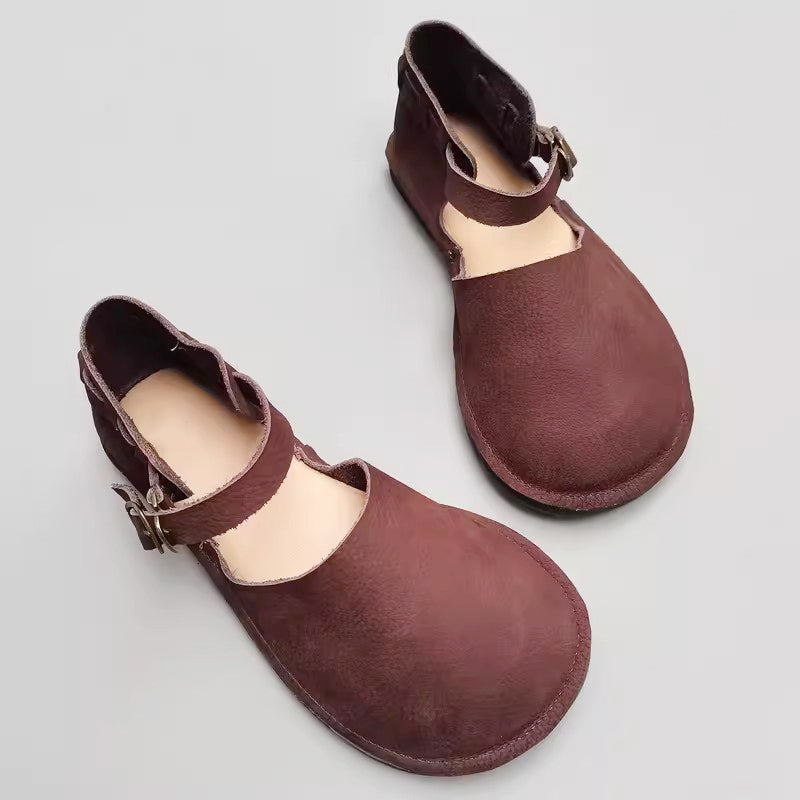 Closed Toe Buckled Soft Leather Sandals Newgew Shoes