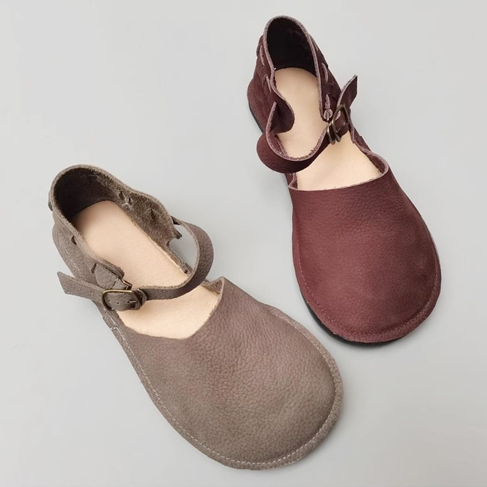 Closed Toe Buckled Soft Leather Sandals Newgew Shoes