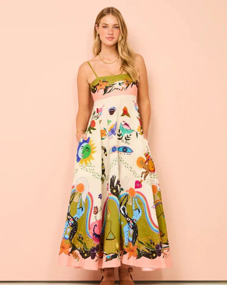 Evergreen Sundress In Multi Newgew Dresses