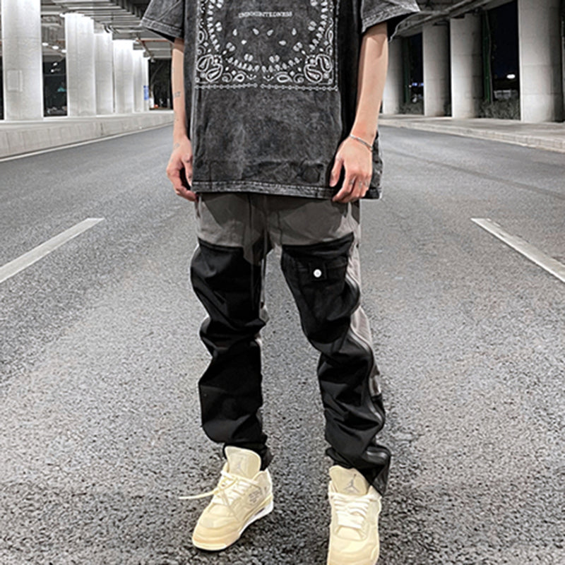 Color Block Side Zip Casual Pants Newgew