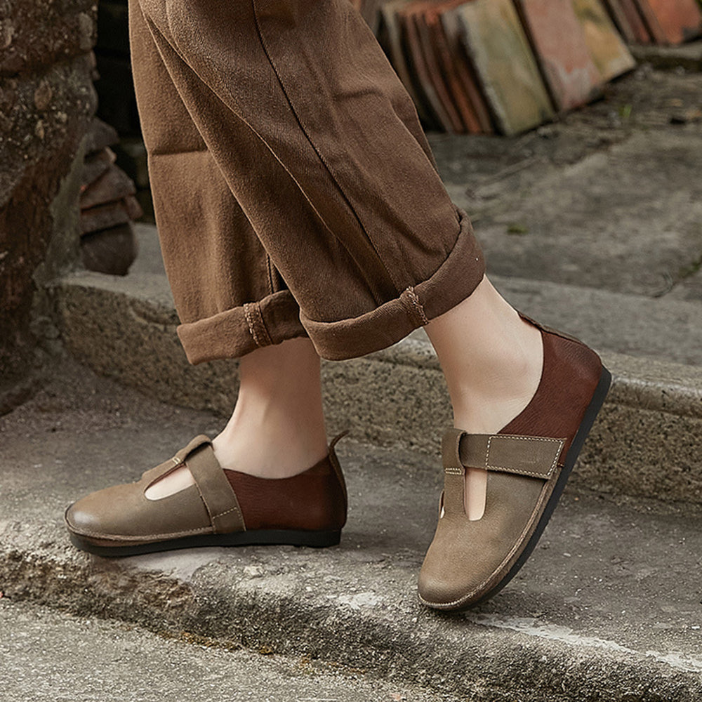 Color-block Velcro Flat Shoes For Women Newgew Shoes