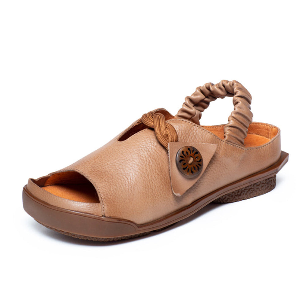 Cowhide Peep Toe Women Leather Sandals Newgew Shoes