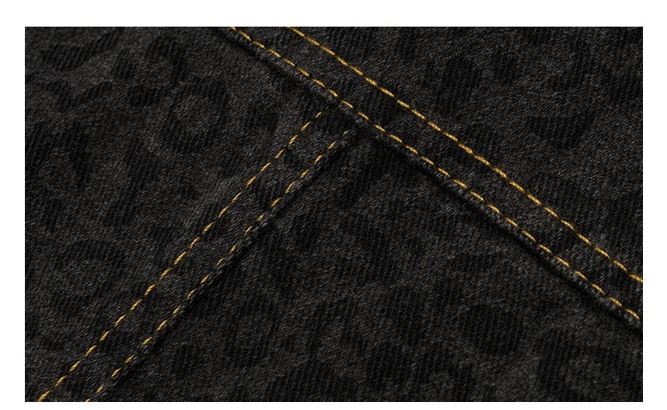 Dark Leopard Print Trucker Jacket Newgew