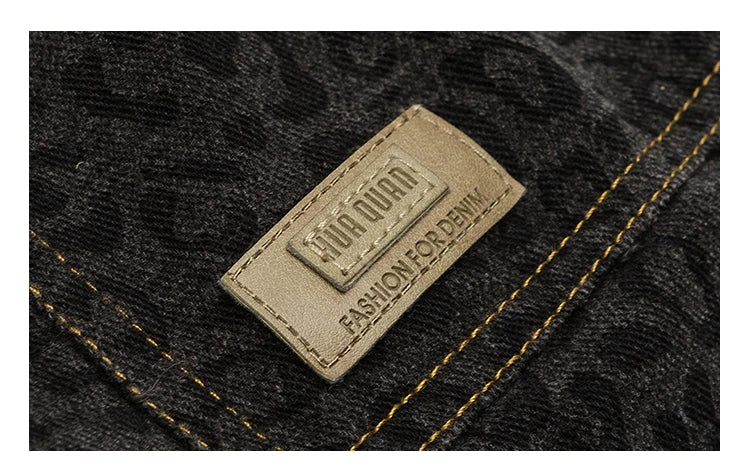 Dark Leopard Print Trucker Jacket Newgew