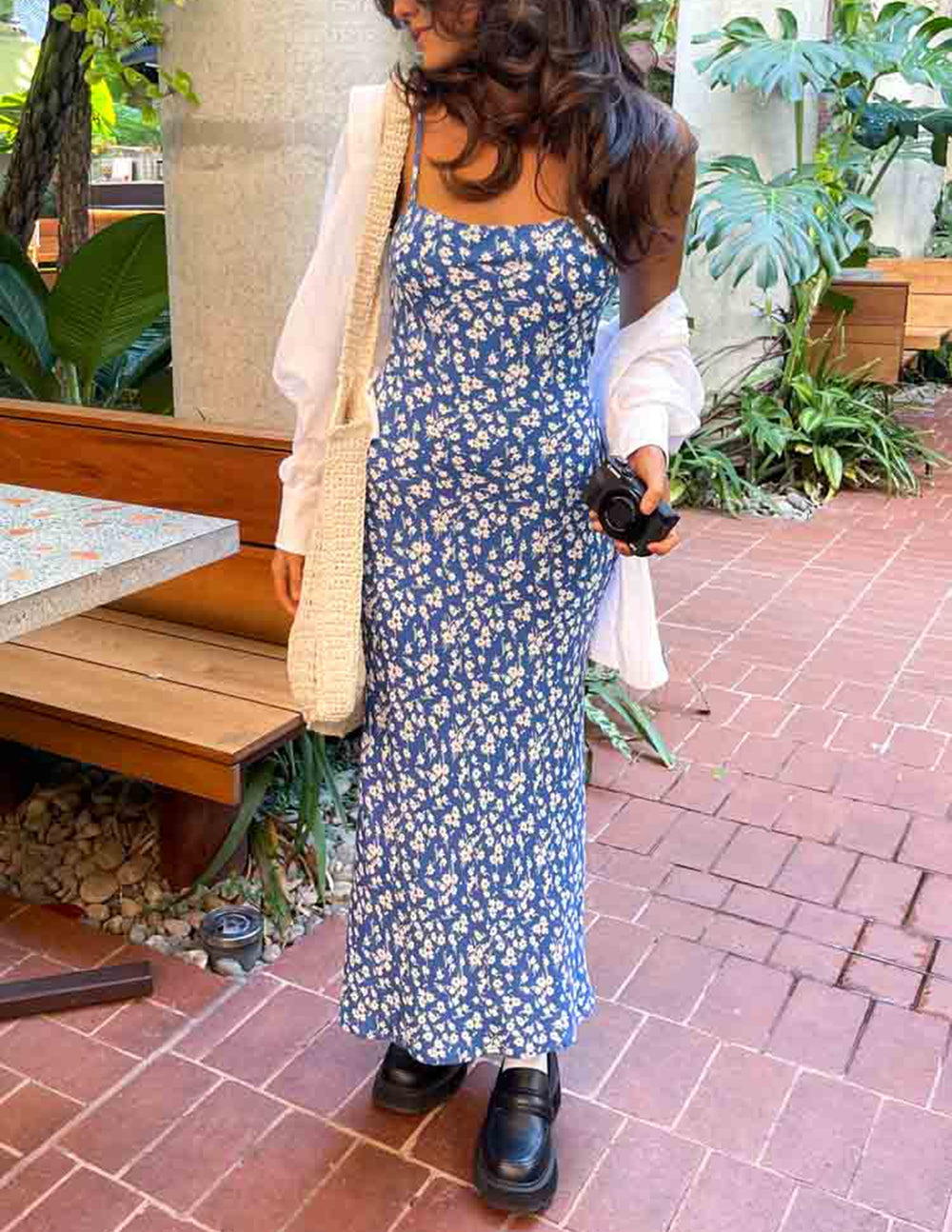 Delphine Blue Floral Midi Dress Newgew Dresses
