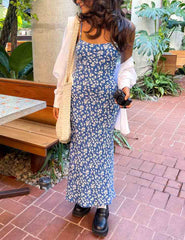 Delphine Blue Floral Midi Dress Newgew Dresses
