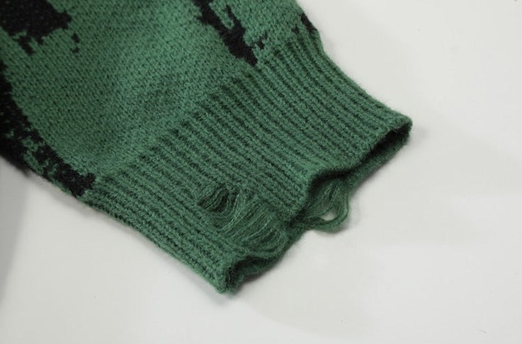 Distressed Gothic Knitted Sweater Newgew