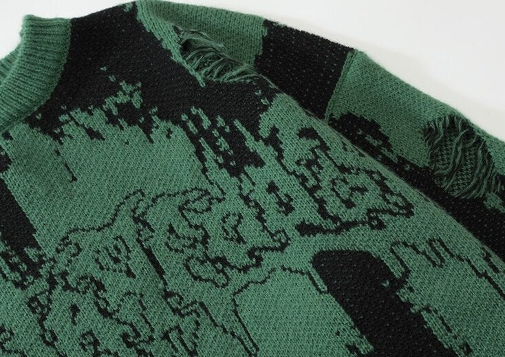 Distressed Gothic Knitted Sweater Newgew