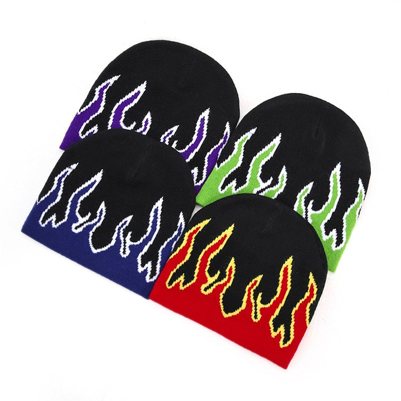 Flame Print Y2K Beanie Newgew