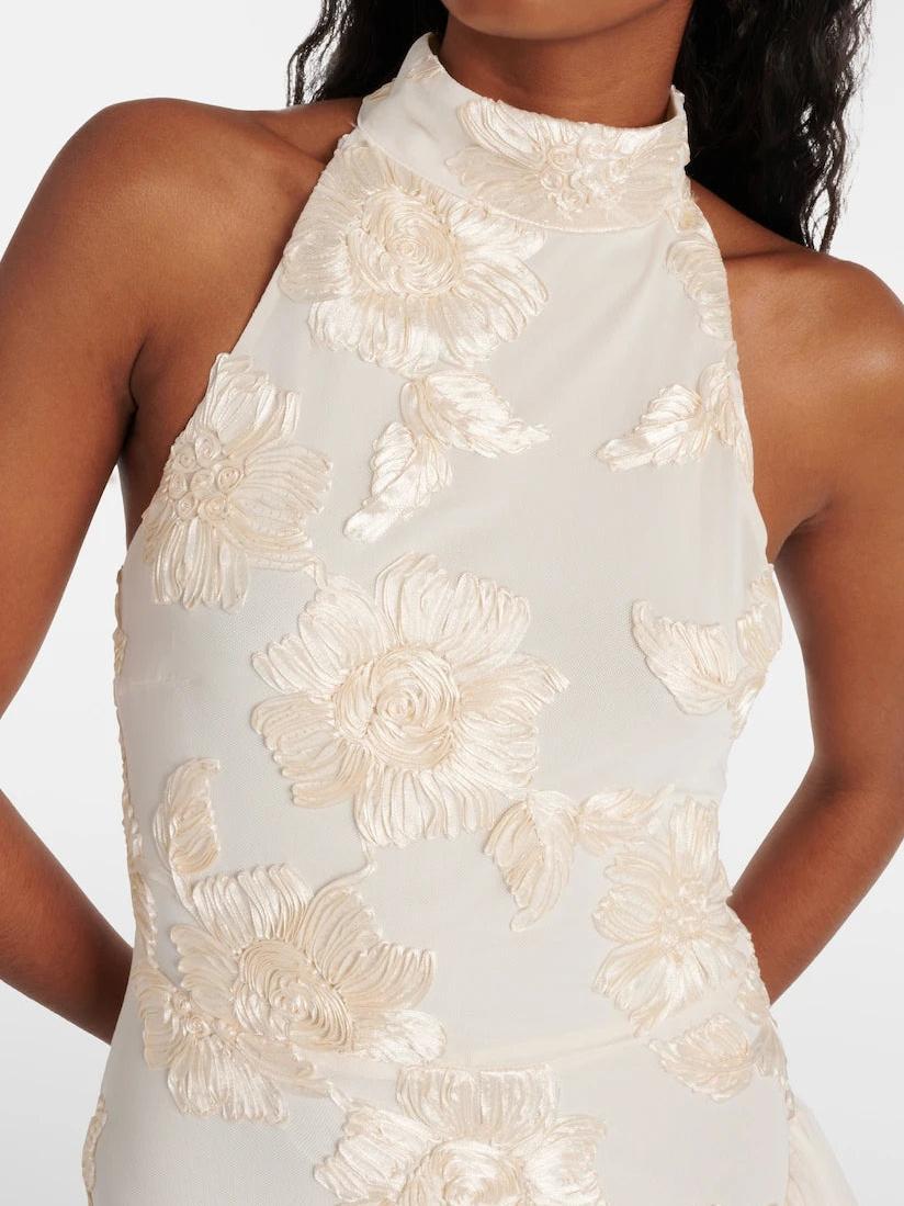 Floral-Appliqué Maxi Dress Newgew Dresses