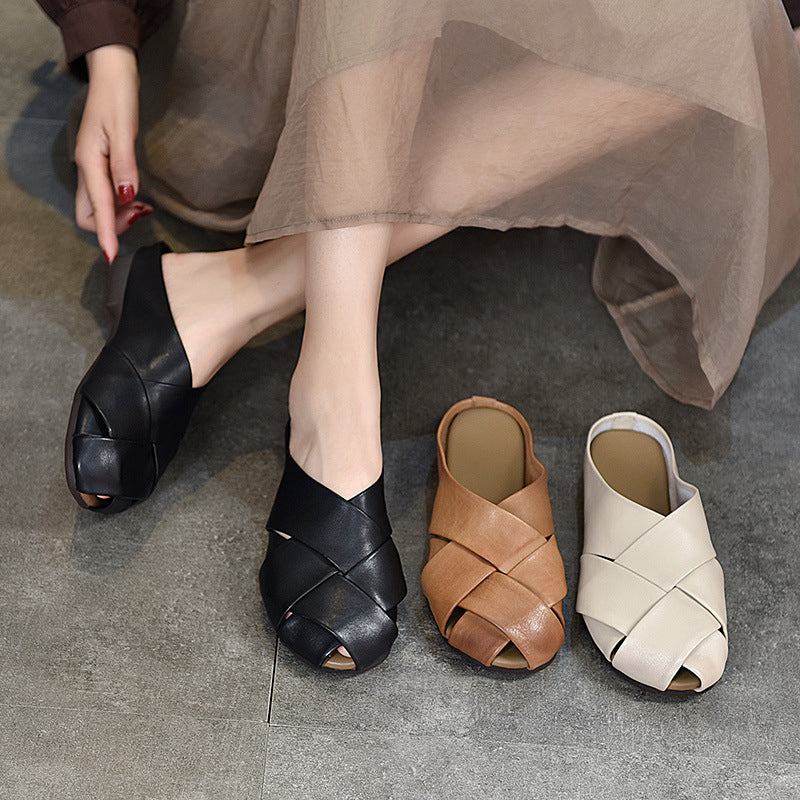 Genuine Leather Footwear All-day Comfort Flat Slippers Newgew Shoes