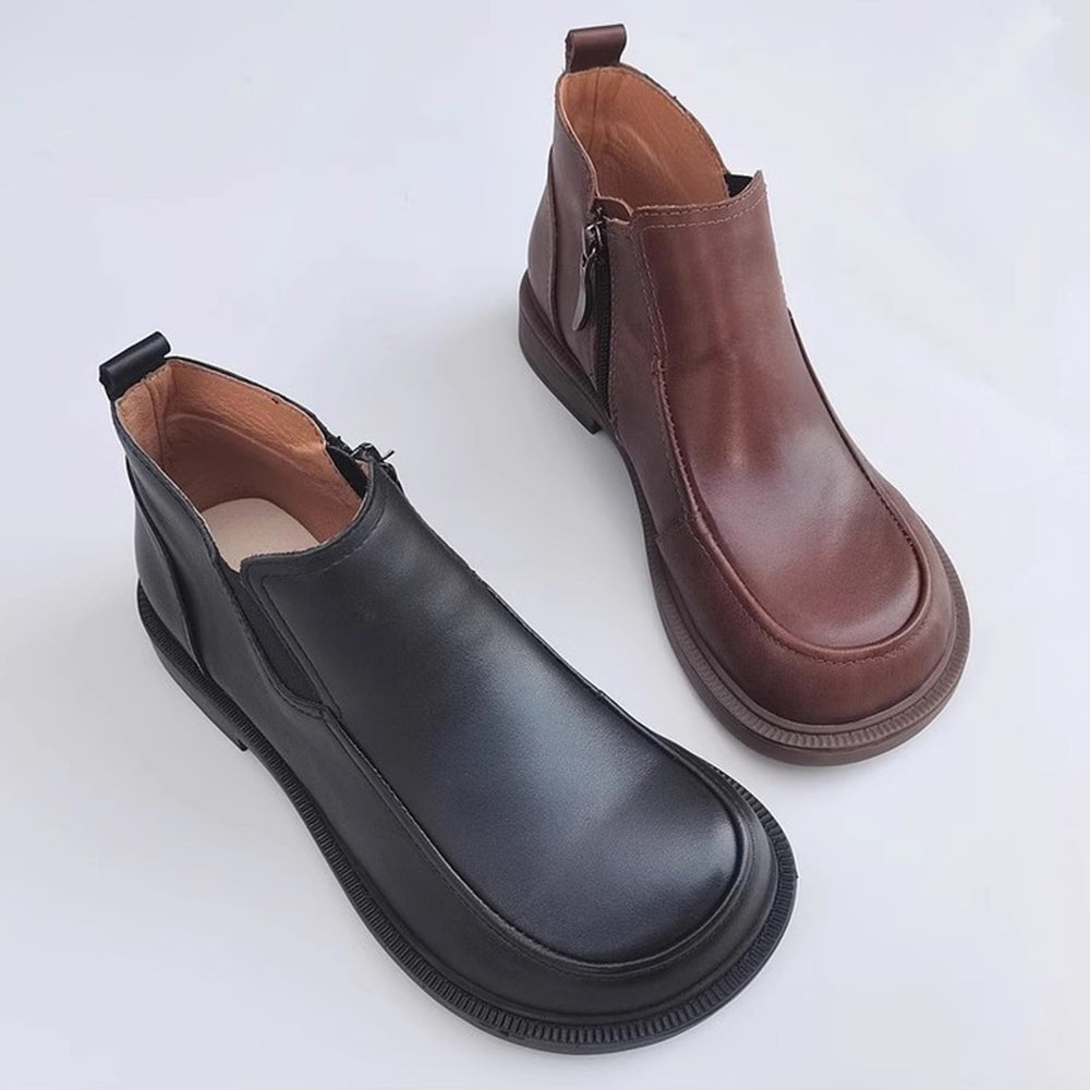 Genuine Leather Versatile Short Ankle Boots 35-41 Newgew Shoes