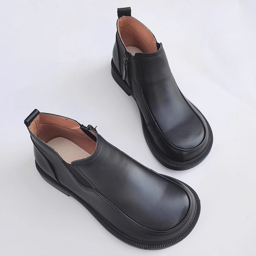 Genuine Leather Versatile Short Ankle Boots 35-41 Newgew Shoes