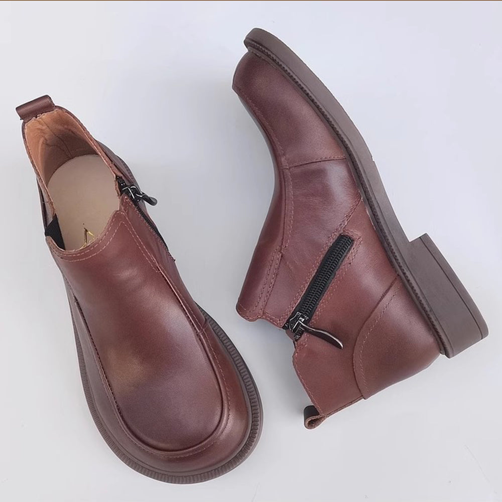 Genuine Leather Versatile Short Ankle Boots 35-41 Newgew Shoes