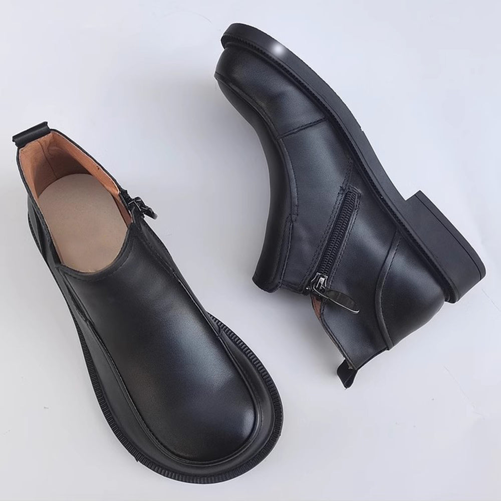 Genuine Leather Versatile Short Ankle Boots 35-41 Newgew Shoes