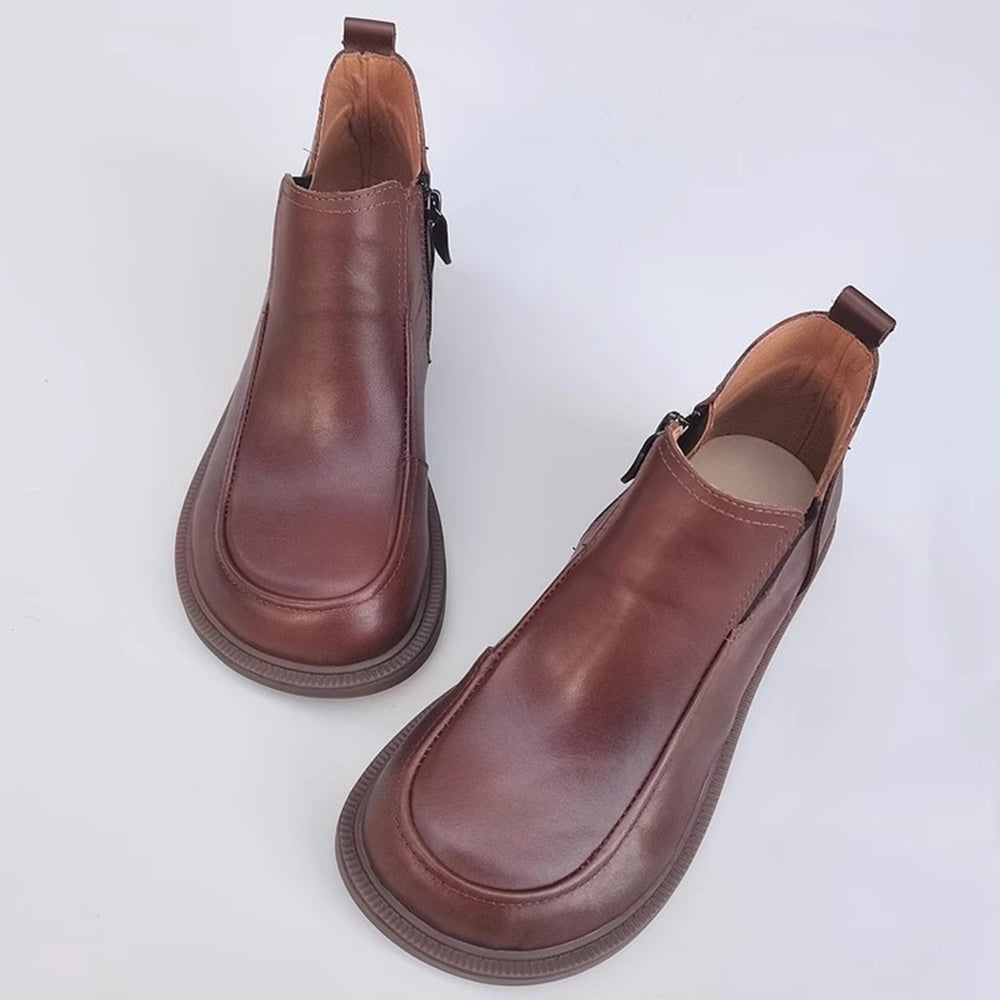 Genuine Leather Versatile Short Ankle Boots 35-41 Newgew Shoes
