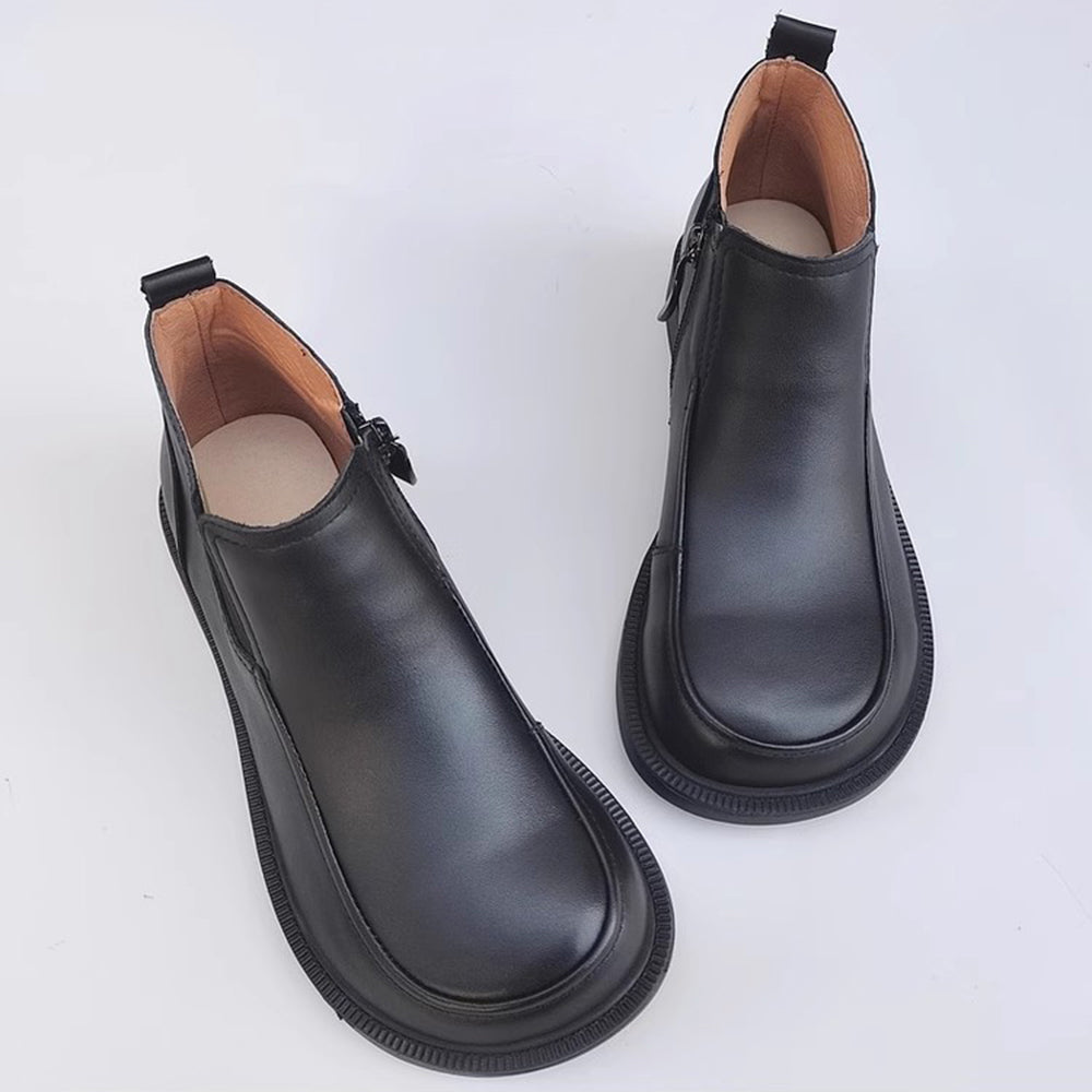 Genuine Leather Versatile Short Ankle Boots 35-41 Newgew Shoes