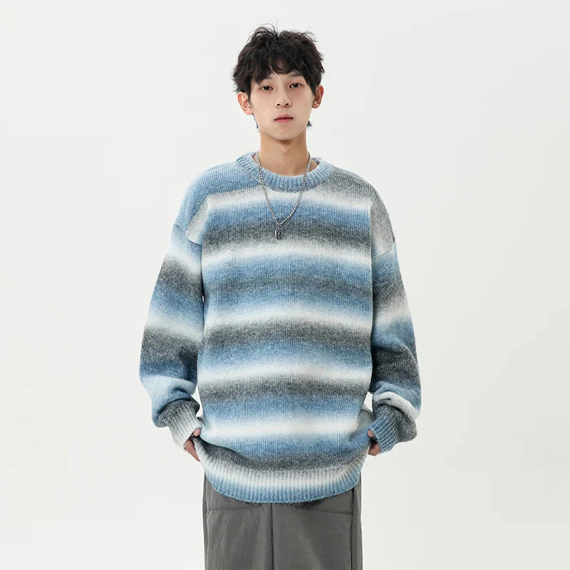 Gradient Stripe Knitted Sweater Newgew