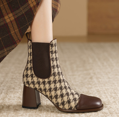 Devyn Plaid Vintage Handmade Chelsea Ankle Boots