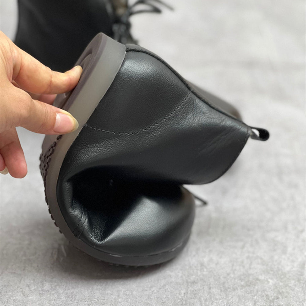 Handmade Genuine Leather Fleece Lace-up Ankle Boots Newgew Shoes