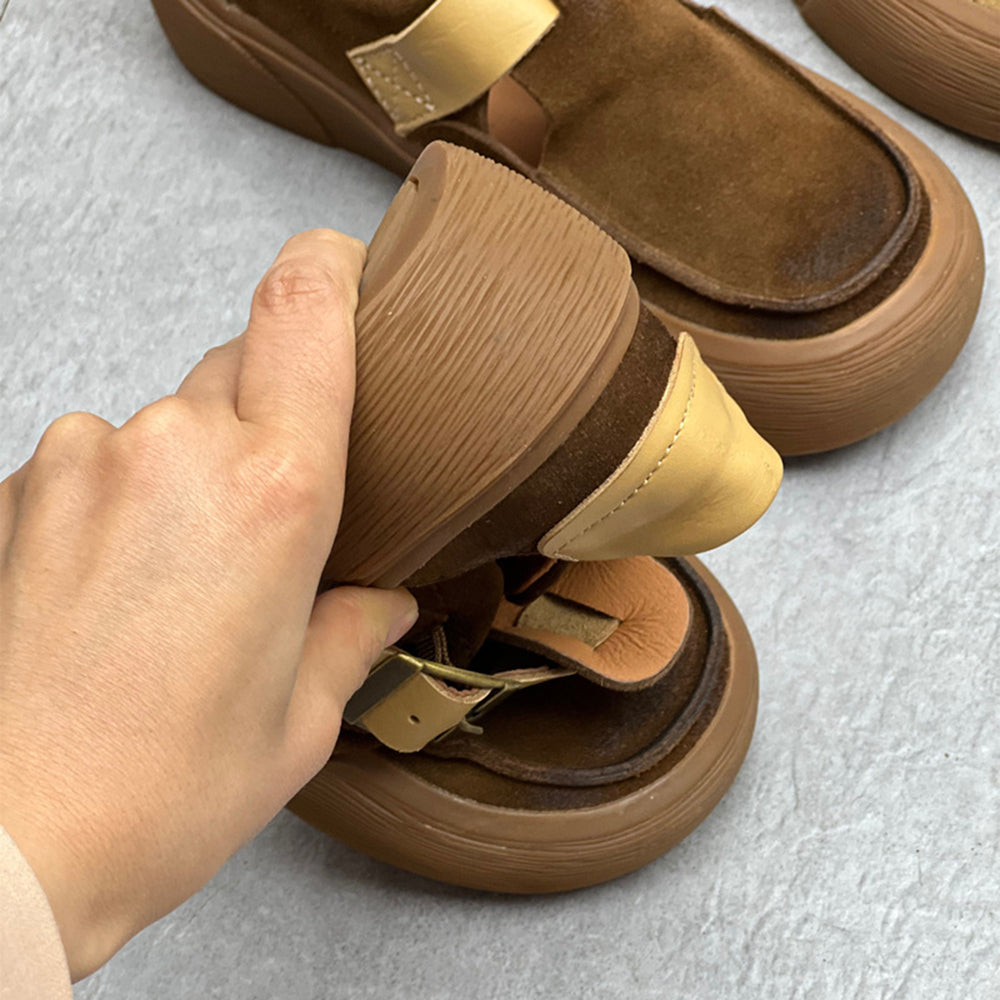 Handmade Leather Slip-on Shoes With Buckle Accents Newgew Shoes