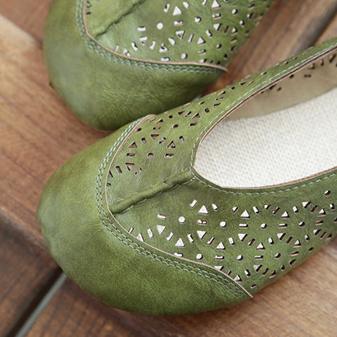 Handmade Retro Hollow-Out Breathable Flats Newgew Shoes