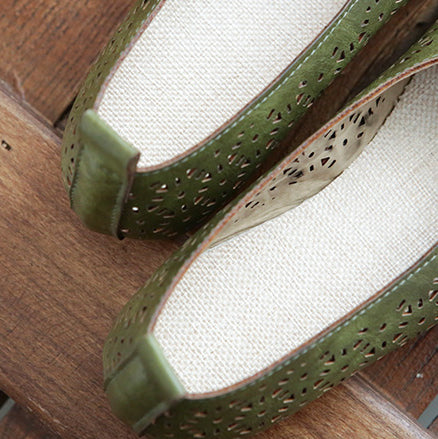 Handmade Retro Hollow-Out Breathable Flats Newgew Shoes