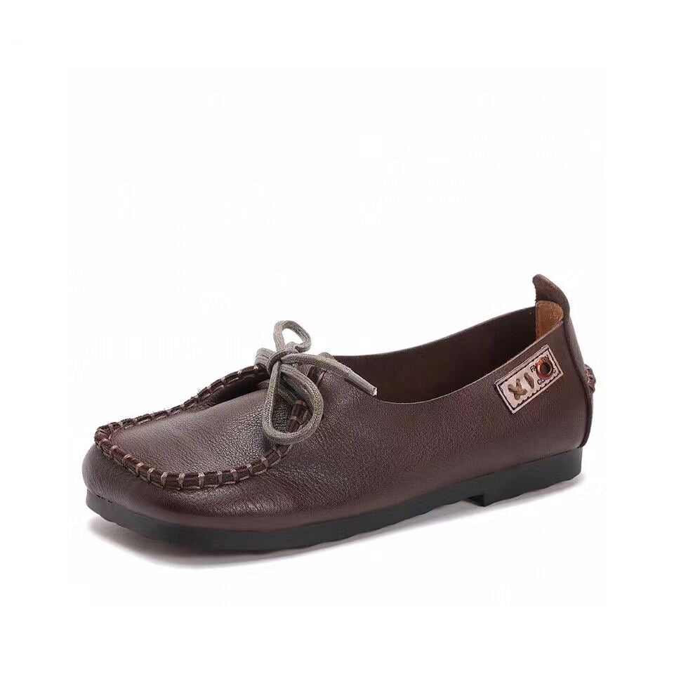 Handmade Simple Lace-up Comfortable Flat Shoes Newgew Shoes