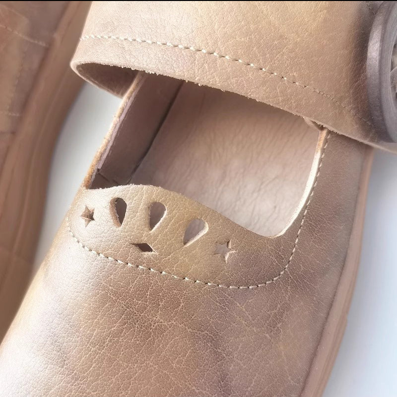 Handmade Stitching Square Toe Leather Shoes Newgew Shoes