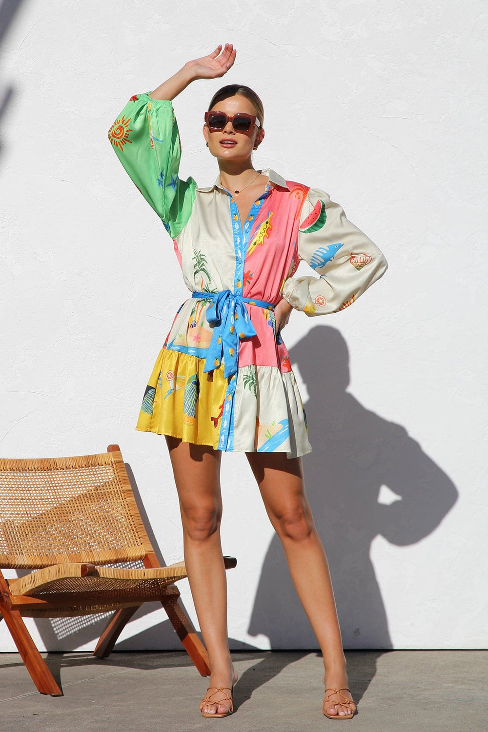 Multi-Coloured Print Mini Dress Newgew Dresses
