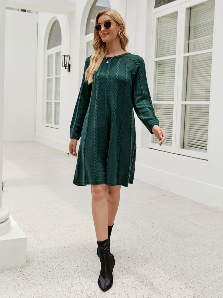 Stylish Solid Color A-Line Knit Dress Newgew Dresses