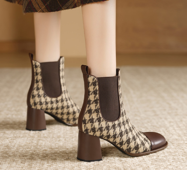 Devyn Plaid Vintage Handmade Chelsea Ankle Boots