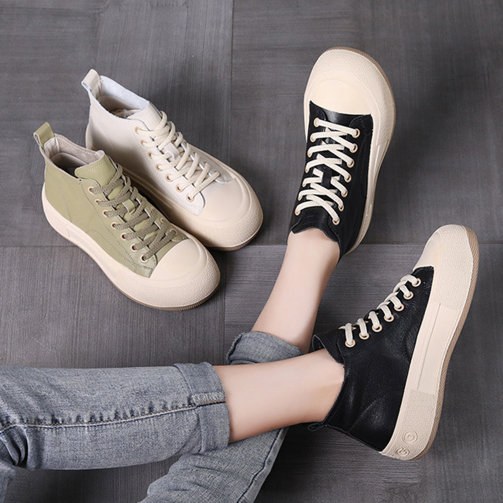 Leather Casual Lace-up Versatile Single Boots Newgew Shoes