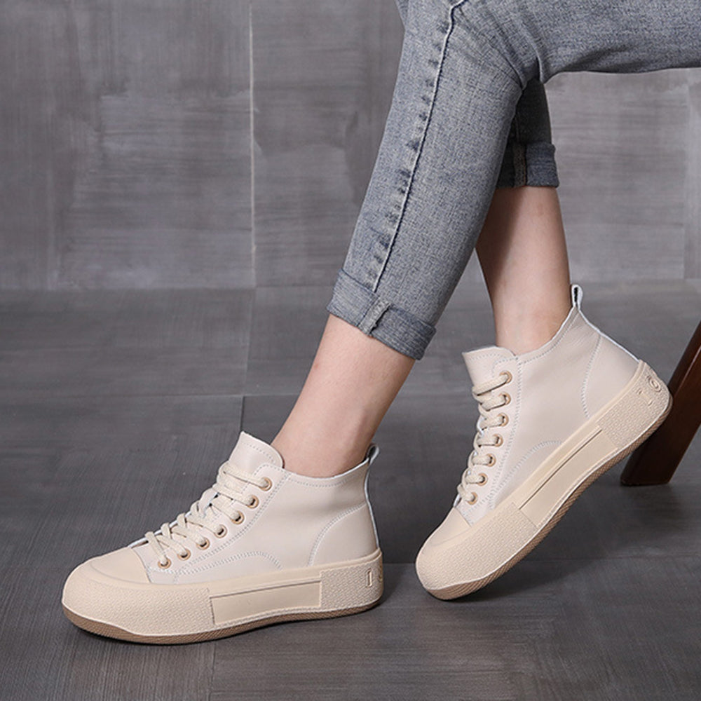 Leather Casual Lace-up Versatile Single Boots Newgew Shoes
