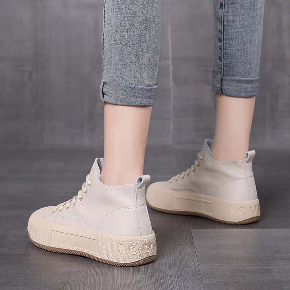 Leather Casual Lace-up Versatile Single Boots Newgew Shoes