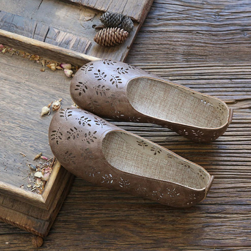 Leaves Hollow Out Flats Slip On Shoes Newgew Shoes